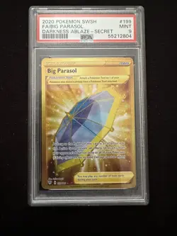 2020 Pokemon Big Parasol Secret Rare Full Art #199 Darkness Ablaze PSA 9 - Image 1