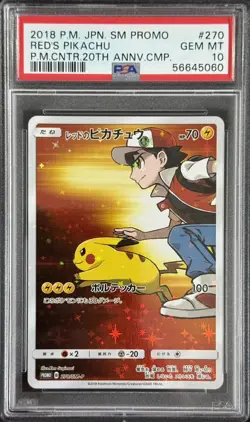 Pokemon Red's Pikachu 270/SM-P Pokemon Center 20th Anniversary Campaign PSA 10 - Image 1