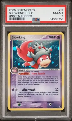 SLOWKING 14/115 PSA 8 UNSEEN FORCES 2005 POKEMON CARD HOLO ENGLISH - Image 1