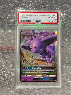 Pokemon Espeon GX TCG Sun & Moon Base Set Holo Ultra Rare Card 61/149 PSA 10 - Image 1