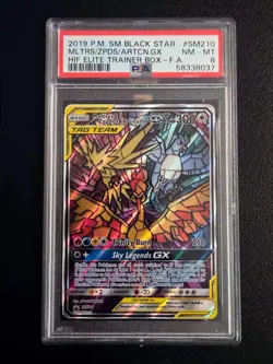 Pokemon TCG Moltres Zapdos Articuno GX Black Star Promo Card SM210 PSA 8 - Image 1