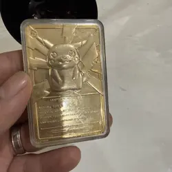 1999 Pikachu Pokemon 23k Gold Plated Trading Card Burger King In Case - Image 3