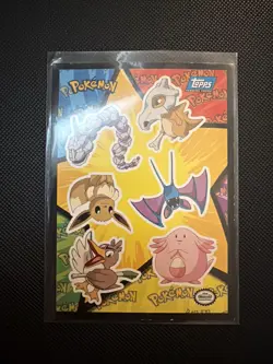 1999 Topps Blue Pokemon Movie Edition Sticker Onix Cubone Eevee Zubat - Image 1