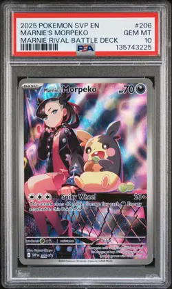 2025 POKEMON SVP EN-SV BLACK STAR PROMO #206 MARNIE'S MORPEKO PSA 10 - Image 1