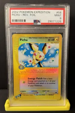Pokemon Pichu 58/165 Expedition Reverse Holo E-Reader 2002 PSA 9 Mint - Image 1