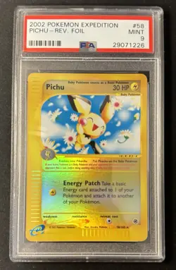 Pokemon Pichu 58/165 Expedition Reverse Holo E-Reader 2002 PSA 9 Mint - Image 2