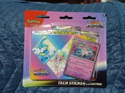 POKEMON PRISMATIC EVOLUTIONS TECH STICKER COLLECTION 3 BOOSTERS 1 SYLVEON FOIL ! - Image 1