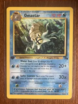[LP+/NM] 1999 Pokemon Fossil Omastar 1st Edition #40/62 Uncommon - Image 1