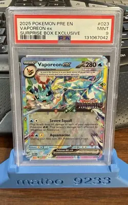 2025 POKEMON PRE EN #023/131 VAPOREON EX SURPRISE BOX EXCLUSIVE PSA 9 - Image 1