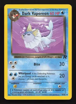 Pokemon TCG Dark Vaporeon Team Rocket 45/82 Regular MP 2000 Vintage - Image 1