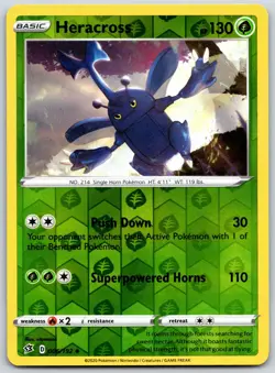 POKEMON REBEL CLASH HERACROSS 006/192 UNCOMMON REVERSE HOLO NM - Image 1
