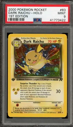 Pokemon Dark Raichu Team Rocket 1st Edition Holo Secret Rare #83 PSA 9 Mint - Image 1
