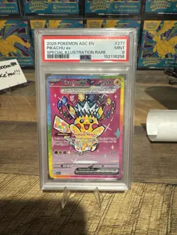 2026 POKEMON ASCENDED HEROES SPECIAL ILLUSTRATION RARE #277 PIKACHU EX PSA 9 - Image 1