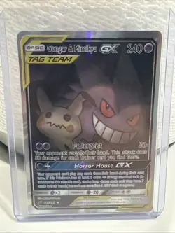 Pokemon Gengar & Mimikyu GX TAG TEAM Ultra Rare Full Art Holo 165/181 Sm-Team Up - Image 1