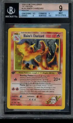Pokemon Blaine's Charizard Holo 2000 Gym Challenge 1st Edition BGS 9 Mint - Image 1