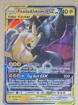 Pokemon Pikachu & Zekrom GX Ultra Rare Holo SM - Team Up 33/181 NM - Image 2
