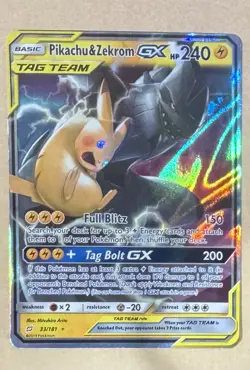 Pokemon Pikachu & Zekrom GX Ultra Rare Holo SM - Team Up 33/181 NM - Image 3