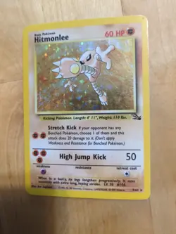 Pokemon Hitmonlee 7/62 Fossil Holo Rare Unlimited 60 HP English 1999 WOTC - Image 2