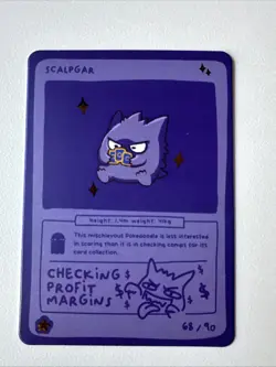 Pokedoodles Scalpgar 68/90 - Rare - Pokemon Gengar Fan Art - Image 1