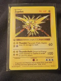 Pokemon Zapdos Base Set (Shadowless) 1st Edition Holo Rare 90 HP 016/102 - Image 1