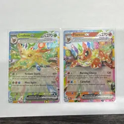 Pokemon TCG Leafeon GX & Flareon GX Holo Cards Lot English Standard Size - Image 1