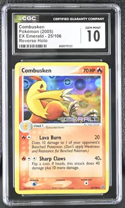 CGC 10 Combusken 2005 EX Emerald 25/106 Reverse Holo Stamped Pokemon Card - Image 1