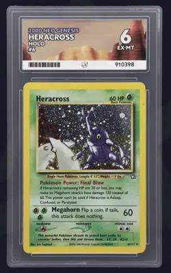 Heracross Neo Genesis Holo Card 6/111 Graded Ace 6 Pokemon Card WOTC - Image 1