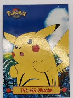 Pokemon Card Topps TV Animation Pikachu #25 TV2 Non Holo Blue Logo - Image 1