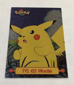 Pokemon Topps TV2 #25 Pikachu Card Holo Foil Textured LP TV Animation Black Logo - Image 2