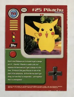 Pokemon Topps TV2 #25 Pikachu Card Holo Foil Textured LP TV Animation Black Logo - Image 3