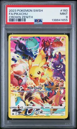 2023 POKEMON SWORD & SHIELD CROWN ZENITH #160 FULL ART/PIKACHU PSA 9 - Image 1