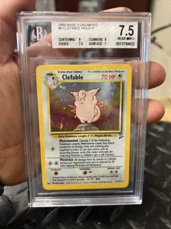 BGS 7.5 Clefable #5/130 Base Set 2 II Holo Rare Pokemon Card Vintage - Image 1