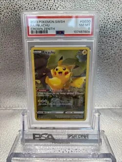 2023 POKEMON SWORD & SHIELD CROWN ZENITH #GG30 FULL ART/PIKACHU PSA 8 - Image 1