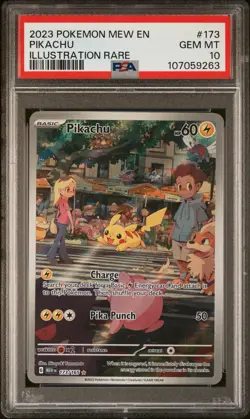 Pokemon Pikachu 151 MEW EN Illustration Rare #173 PSA 10 Gem Mint - Image 1