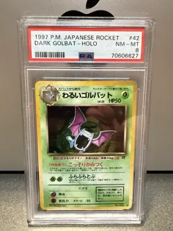 Pokemon 1997 Japanese Rocket Dark Golbat Holo Japanese Rocket #42 PSA 8 - Image 1