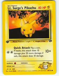 Lt. Surge's Pikachu - 1st Edition - 84/132 Gym Challenge - Pokemon TCG - 2000 - Image 1