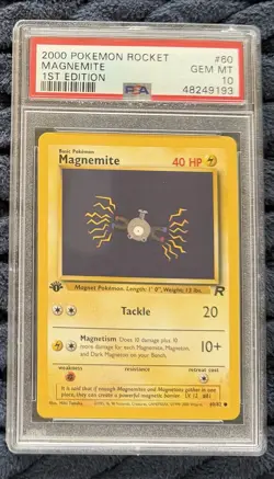 Pokemon Magnemite 1st Edition Team Rocket 60/82 PSA 10 Basic Card 2000 - Image 1