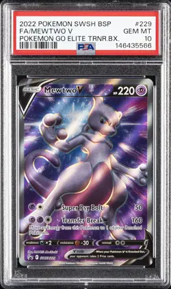 2022 POKEMON SWSH BLACK STAR PROMO #229 FULL ART/MEWTWO V PSA 10 - Image 1