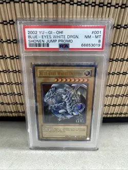 2002 Yu-gi-oh Blue-Eyes White Dragon JMP-001 Shonen Jump PSA 8 English - Image 1