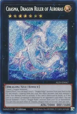 Yugioh! Chasma, Dragon Ruler of Auroras - ALIN-EN047 - Secret Rare - 1st Edition - Image 1