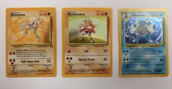Pokemon TCG Base Set Card Lot 3 Vintage Hitmonlee Hitmonchan Poliwrath - Image 1