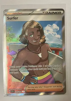 Pokemon TCG Surfer 235/191 Surging Sparks Full Art Holo Rare Near Mint - Image 1