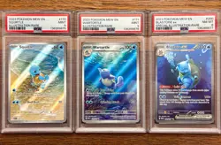 Pokemon 151 Squirtle Wartortle Blastoise PSA 9 & 8 Sequential Set ENGLISH - Image 1