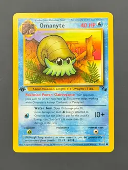 Omanyte 52/62 1st edition Fossil Pokemon NM - Image 1