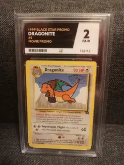 Dragonite Black Star Promo Card Ace Grade 2 Vintage 1999 Pokemon #5 Movie Promo - Image 1