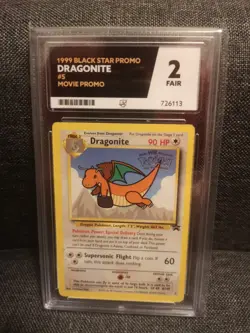 Dragonite Black Star Promo Card Ace Grade 2 Vintage 1999 Pokemon #5 Movie Promo - Image 2