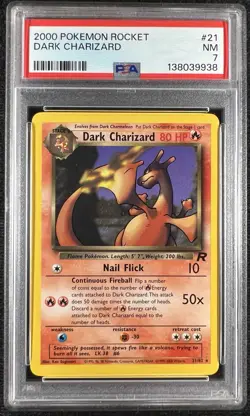 Dark Charizard 21/82 Rocket Pokemon Card WOTC Vintage PSA 7 NM - Image 1