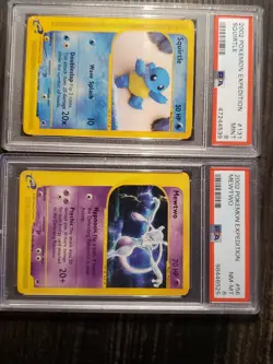 Psa 9 Squirtle 131/165 + Psa 8 Mewtwo 56/165 2002 Pokemon Expedition Slabs - Image 1