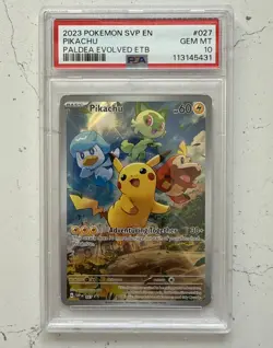 Pikachu Black Star Promo 027 Pokemon S&V Paldea Evolved ETB Promo PSA 10 - Image 1