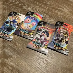 Pokemon Sun & Moon Cosmic Eclipse Art Set Sleeved Booster Pack 4x Sealed New - Image 1